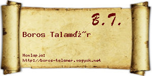 Boros Talamér névjegykártya